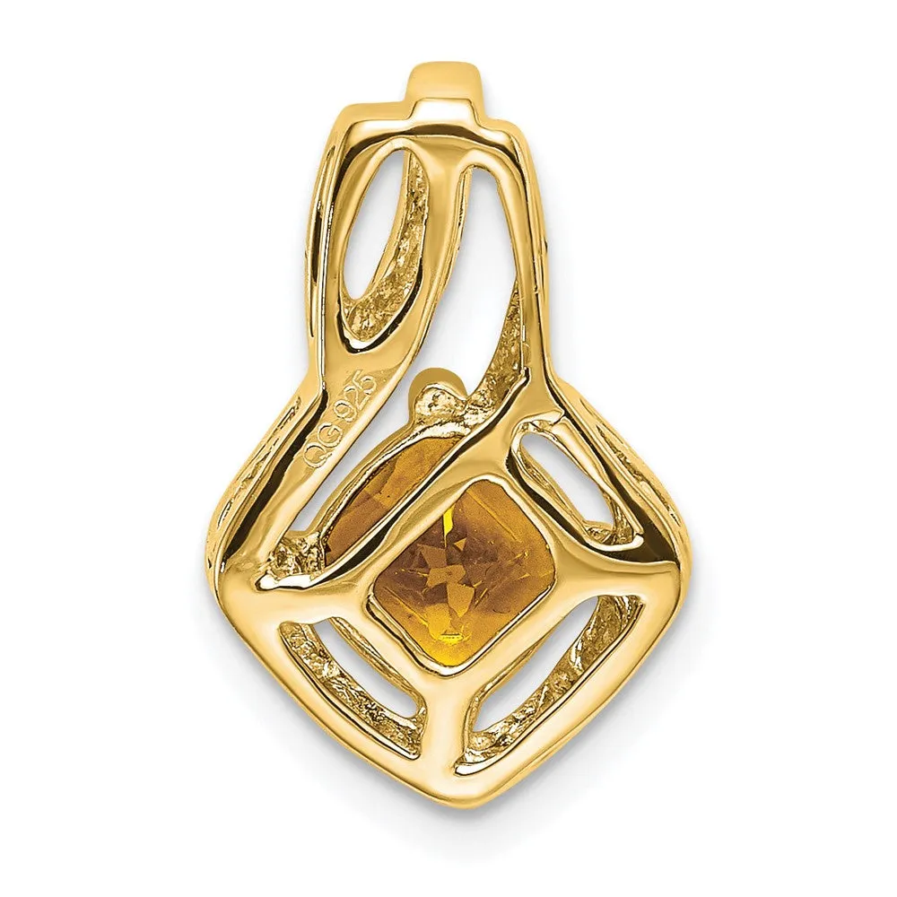 14k Citrine and Diamond Pendant