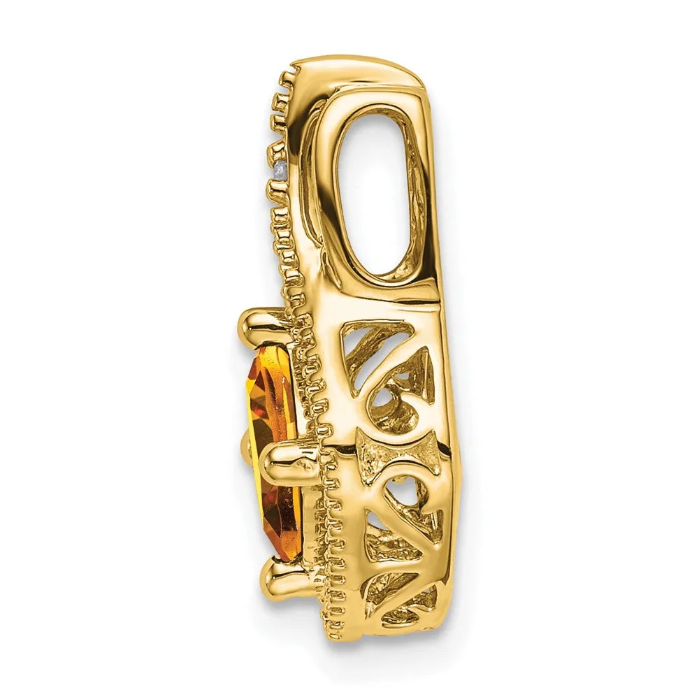 14k Citrine and Diamond Pendant