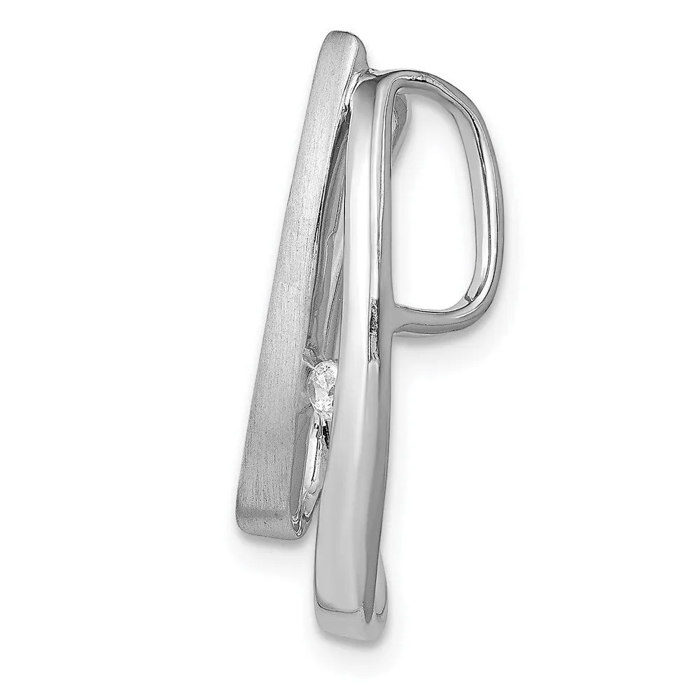 14k White Gold 1/20ct. Diamond Double Teardrop Slide