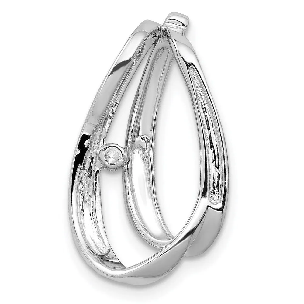14k White Gold 1/20ct. Diamond Double Teardrop Slide