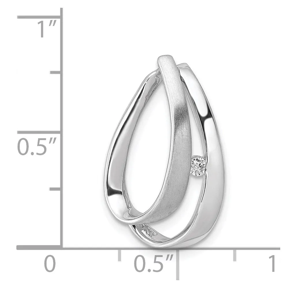 14k White Gold 1/20ct. Diamond Double Teardrop Slide