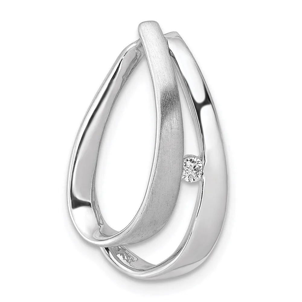 14k White Gold 1/20ct. Diamond Double Teardrop Slide
