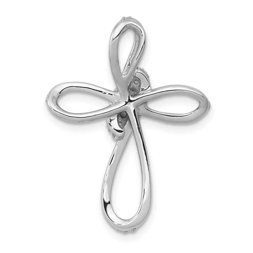 14k White Gold 1/3ct. Diamond Cross Chain Slide