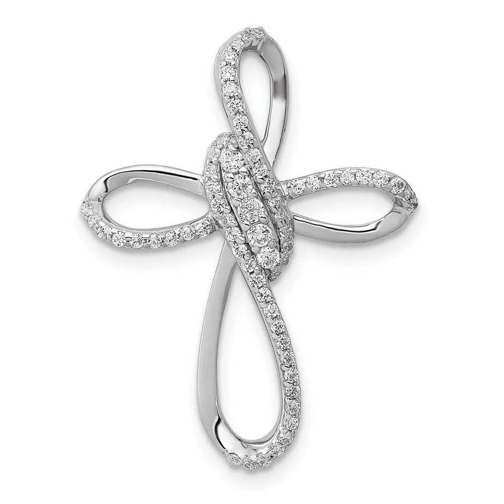 14k White Gold 1/3ct. Diamond Cross Chain Slide