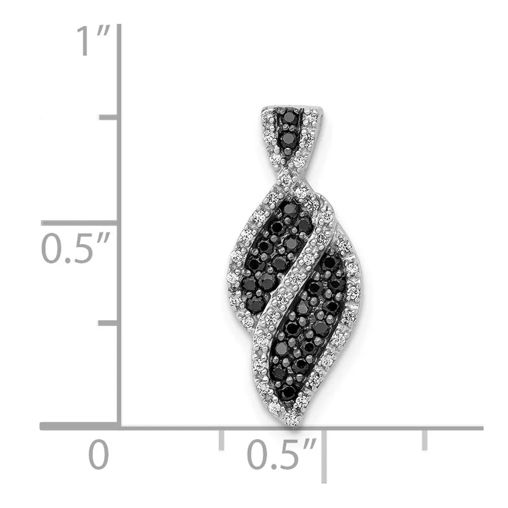 14k White Gold 1/3ct. White and Black Diamond Fancy Curve Chain Slide