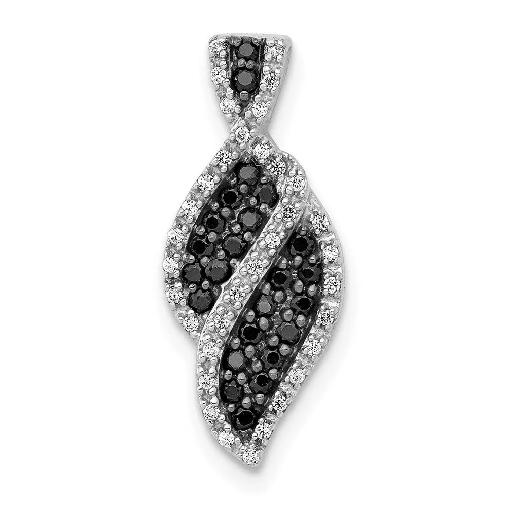 14k White Gold 1/3ct. White and Black Diamond Fancy Curve Chain Slide