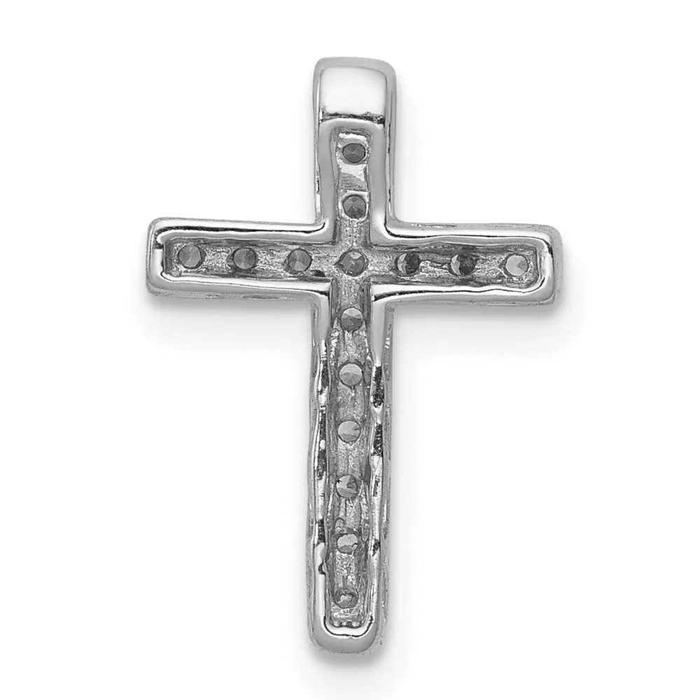 14k White Gold 1/6ct. Diamond Latin Cross Chain Slide