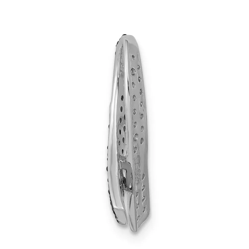 14k White Gold Diamond Lab Created Pink Sapphire Awareness Slide Pendant
