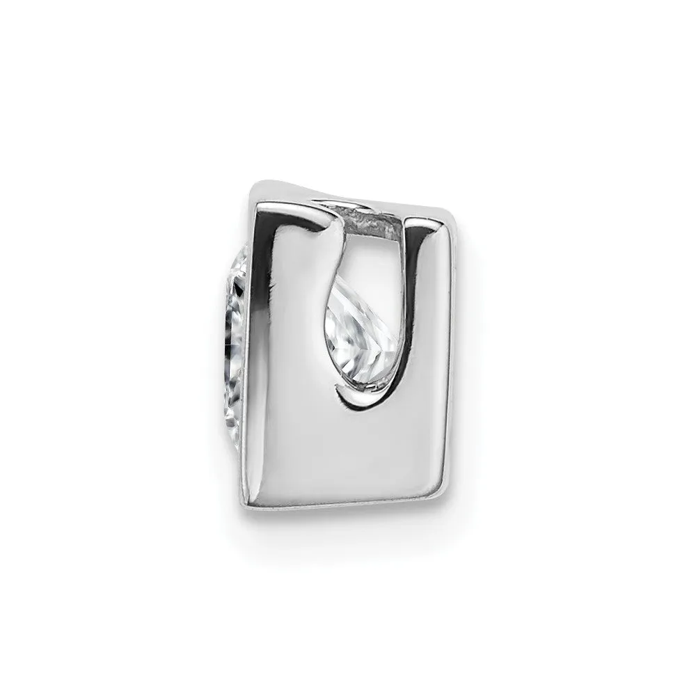 14k White Gold Princess Bezel G H I True Light Moissanite Chain Slide