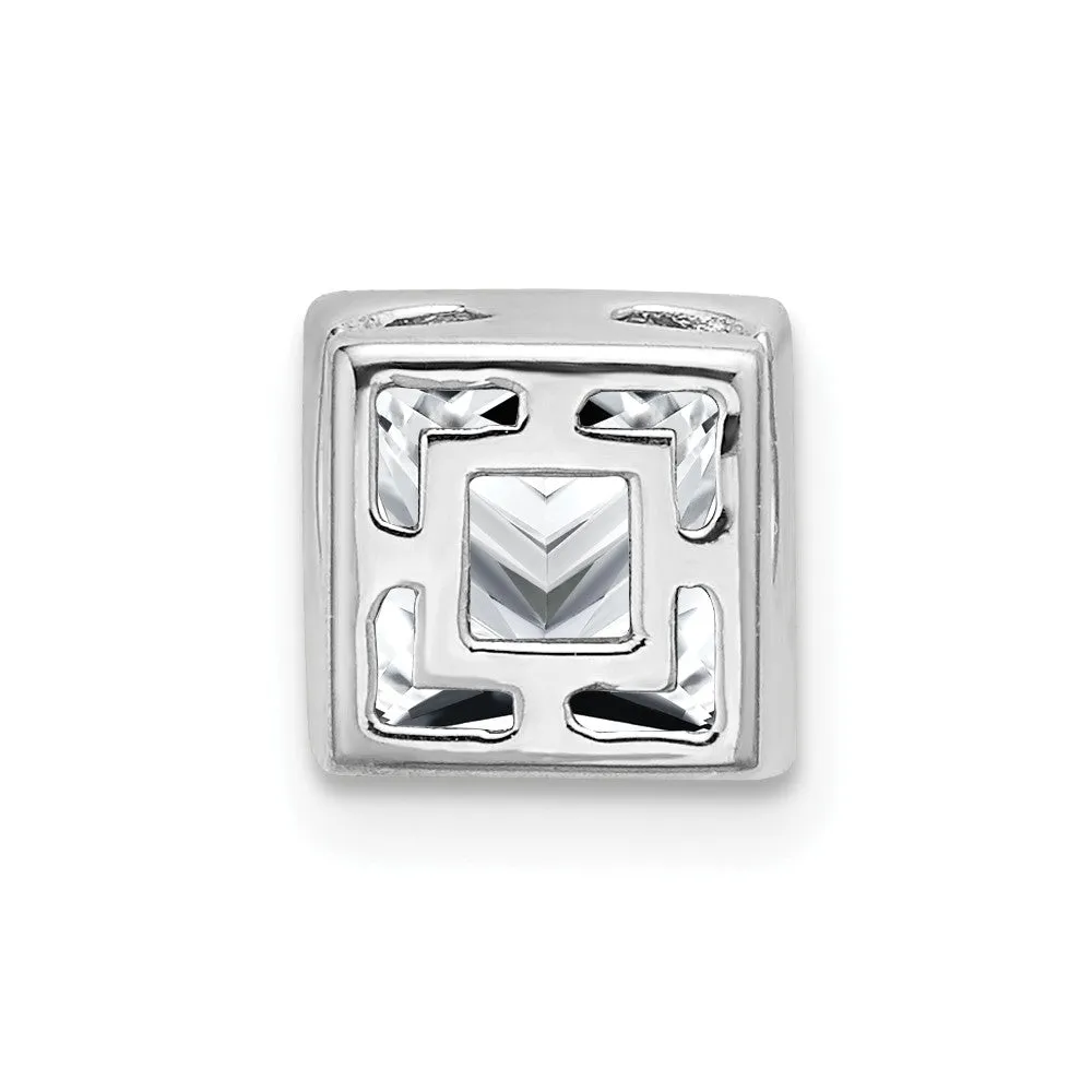14k White Gold Princess Bezel G H I True Light Moissanite Chain Slide