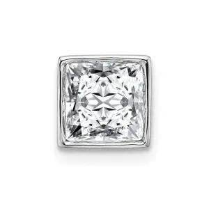 14k White Gold Princess Bezel G H I True Light Moissanite Chain Slide