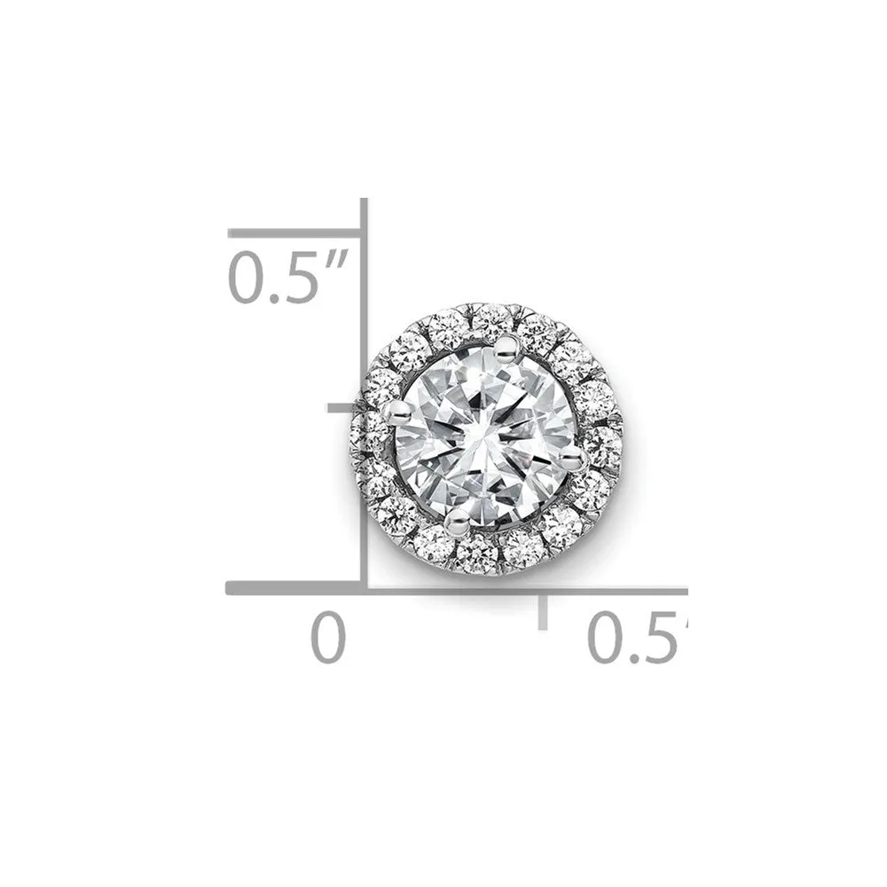14k White Gold Round Halo G H I True Light Moissanite Chain Slide