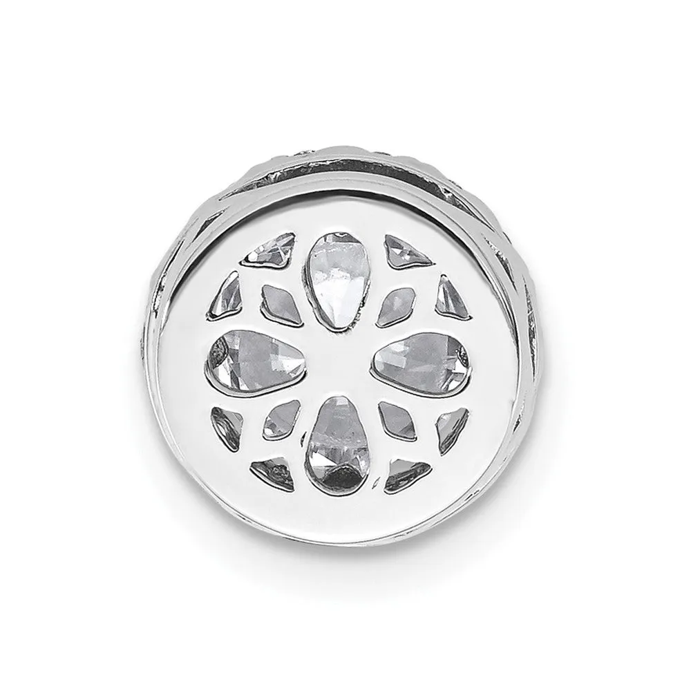 14k White Gold Round Halo G H I True Light Moissanite Chain Slide