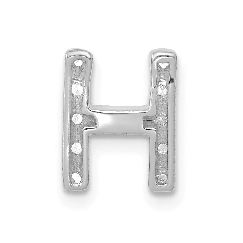 14k White Gold White Gold Diamond Letter H Initial Charm