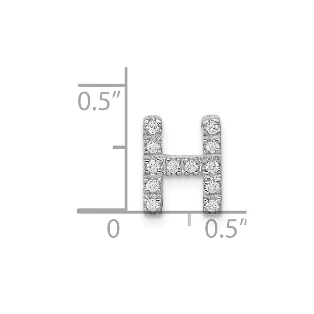 14k White Gold White Gold Diamond Letter H Initial Charm