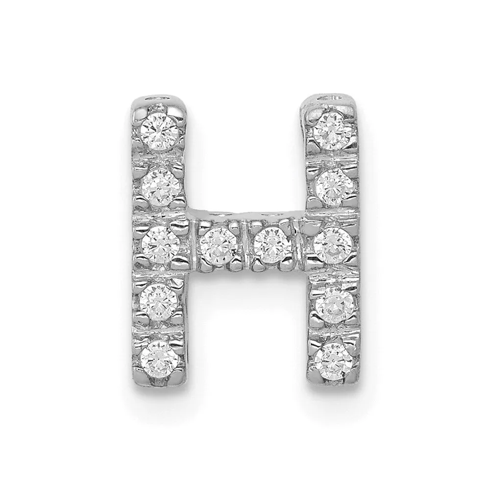 14k White Gold White Gold Diamond Letter H Initial Charm