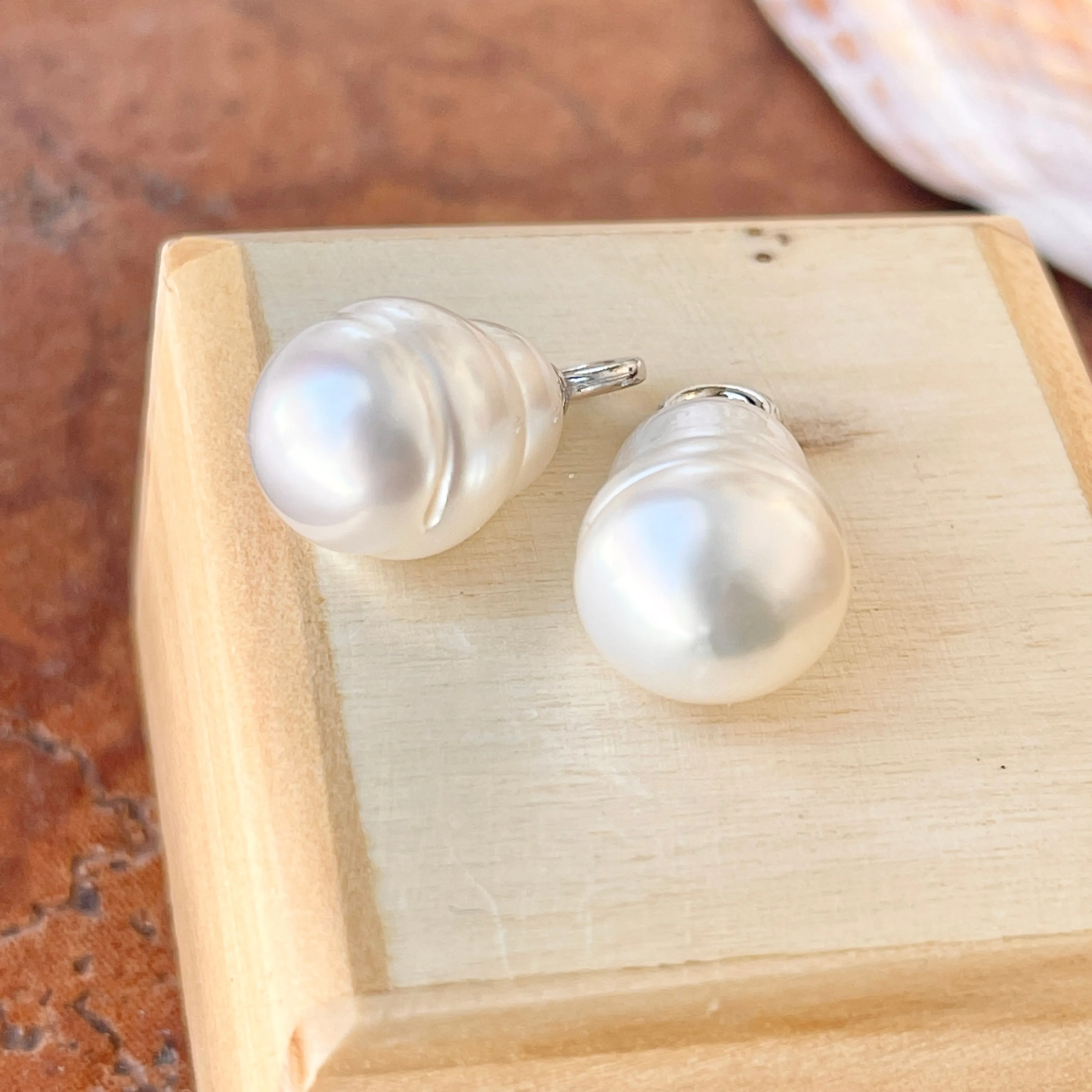 14KT White Gold Paspaley South Sea Pearl Earring Charms 12mm