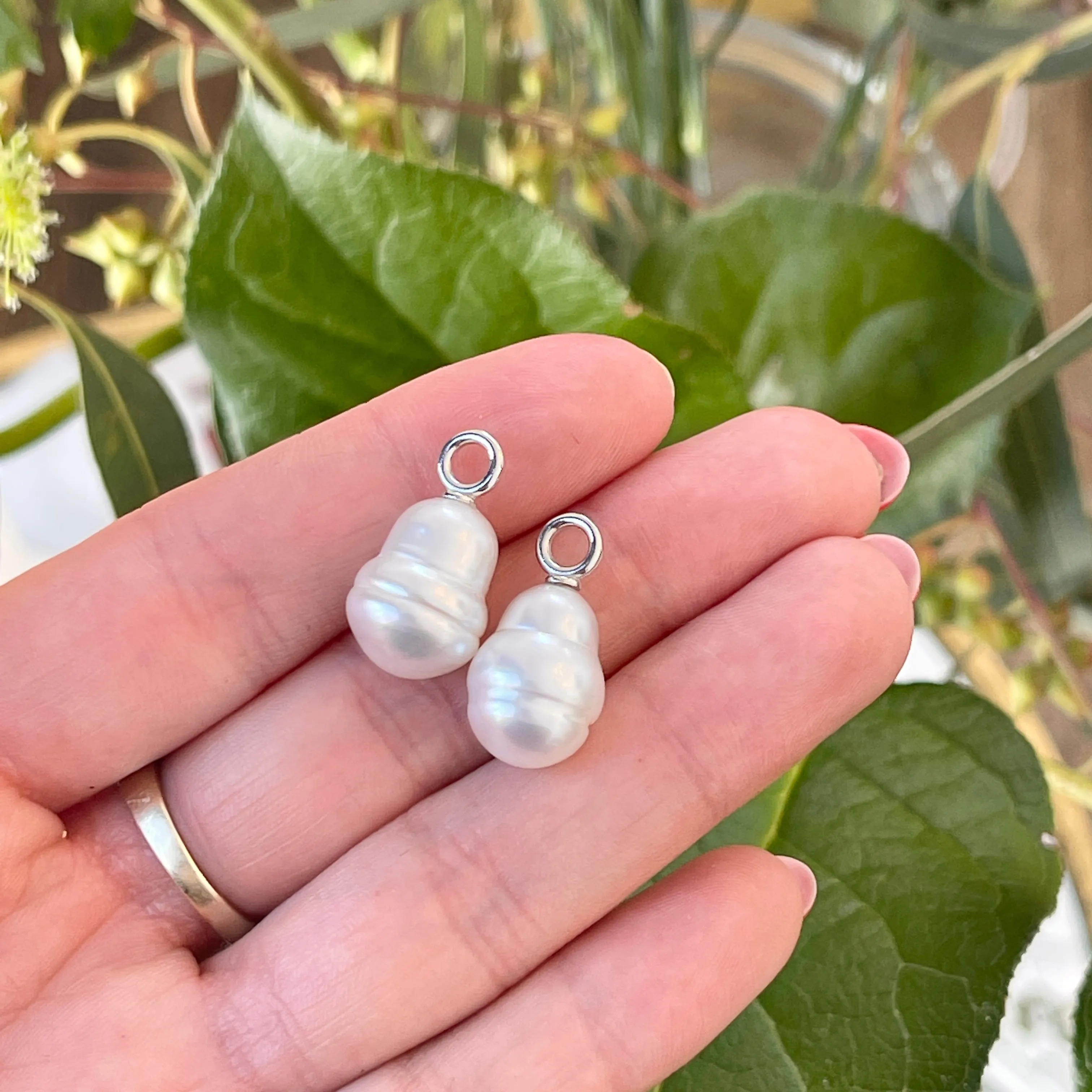 14KT White Gold Paspaley South Sea Pearl Earring Charms 12mm