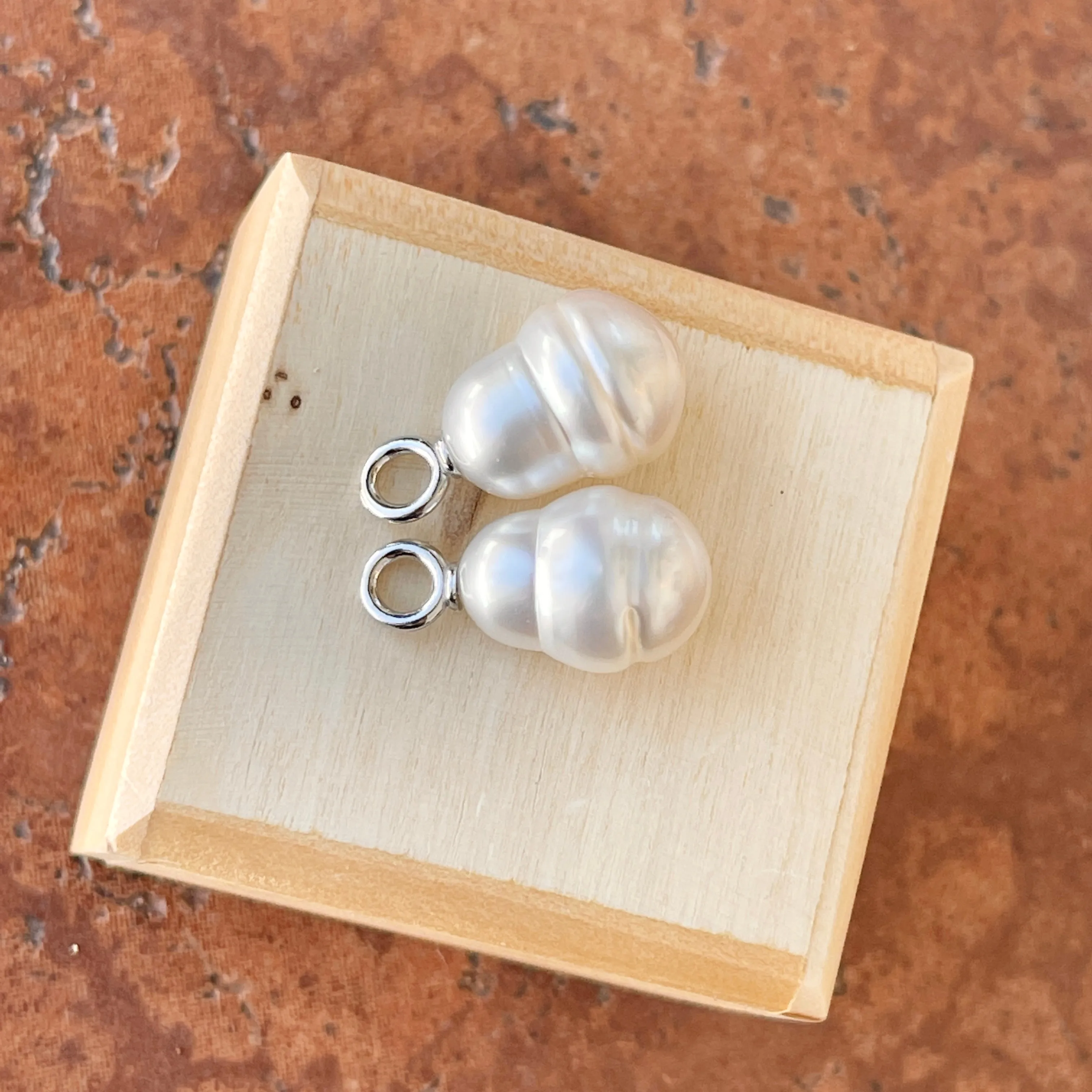 14KT White Gold Paspaley South Sea Pearl Earring Charms 12mm