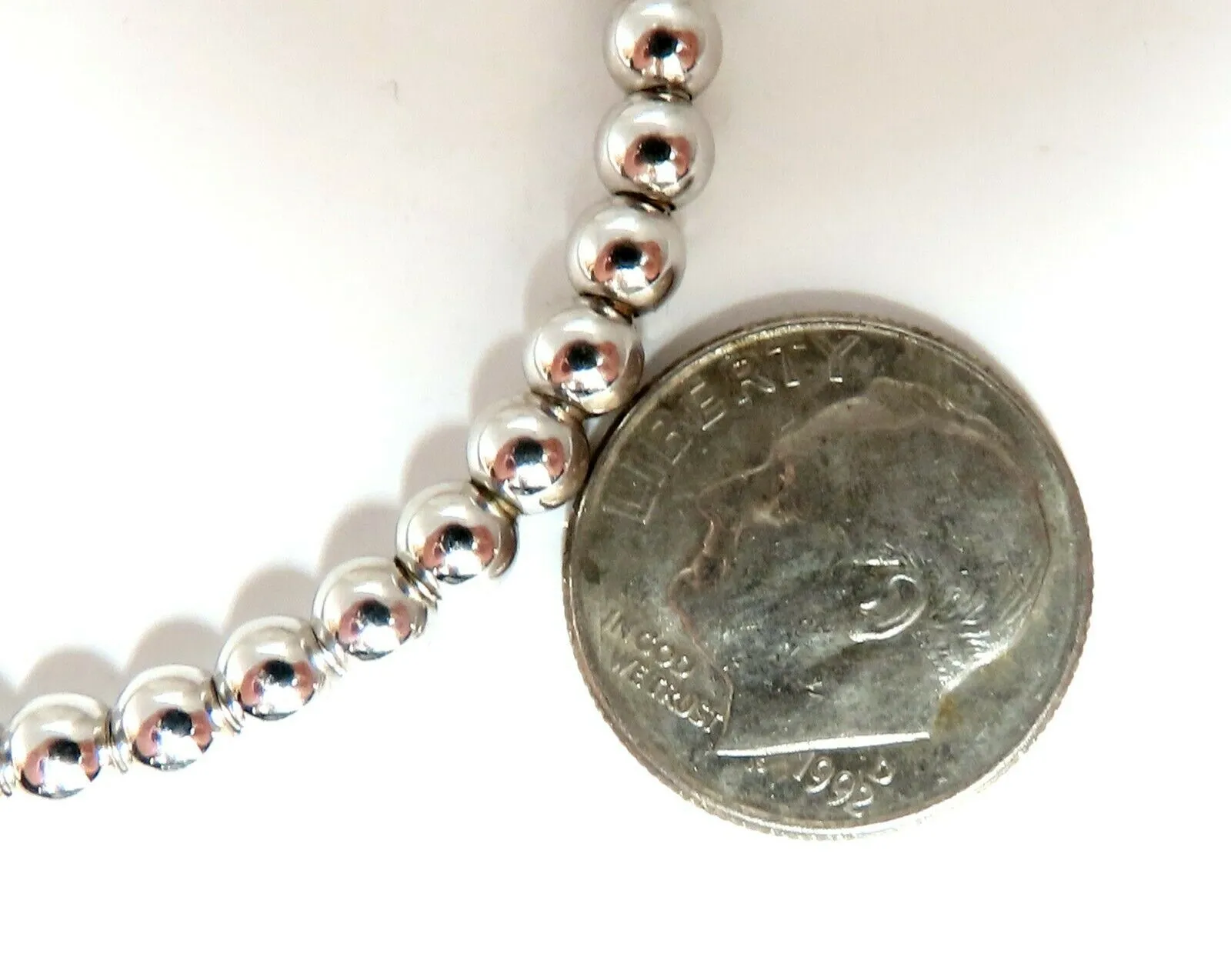 .24ct natural round Accordion Expandable Bead Link Slip On Bracelet 14 Karat