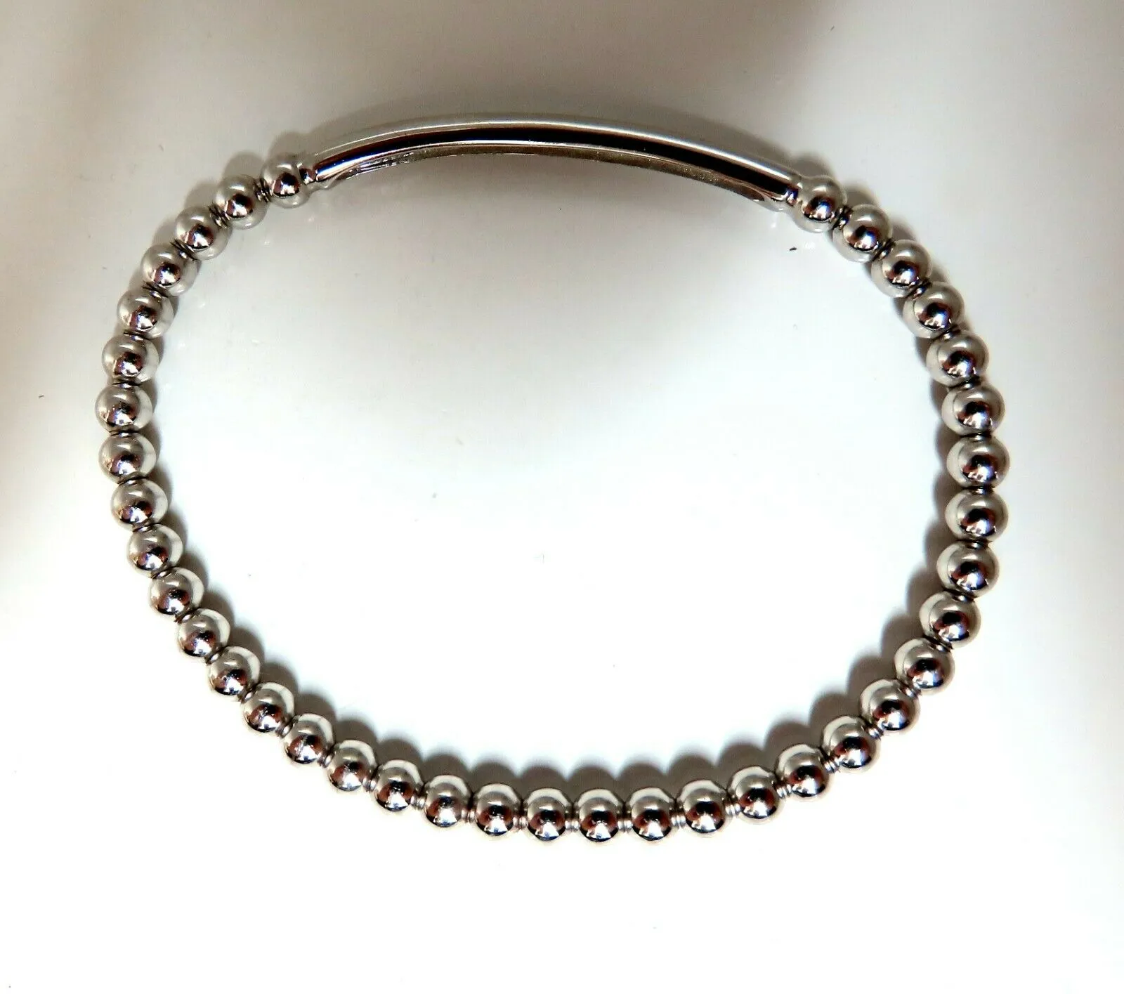.24ct natural round Accordion Expandable Bead Link Slip On Bracelet 14 Karat