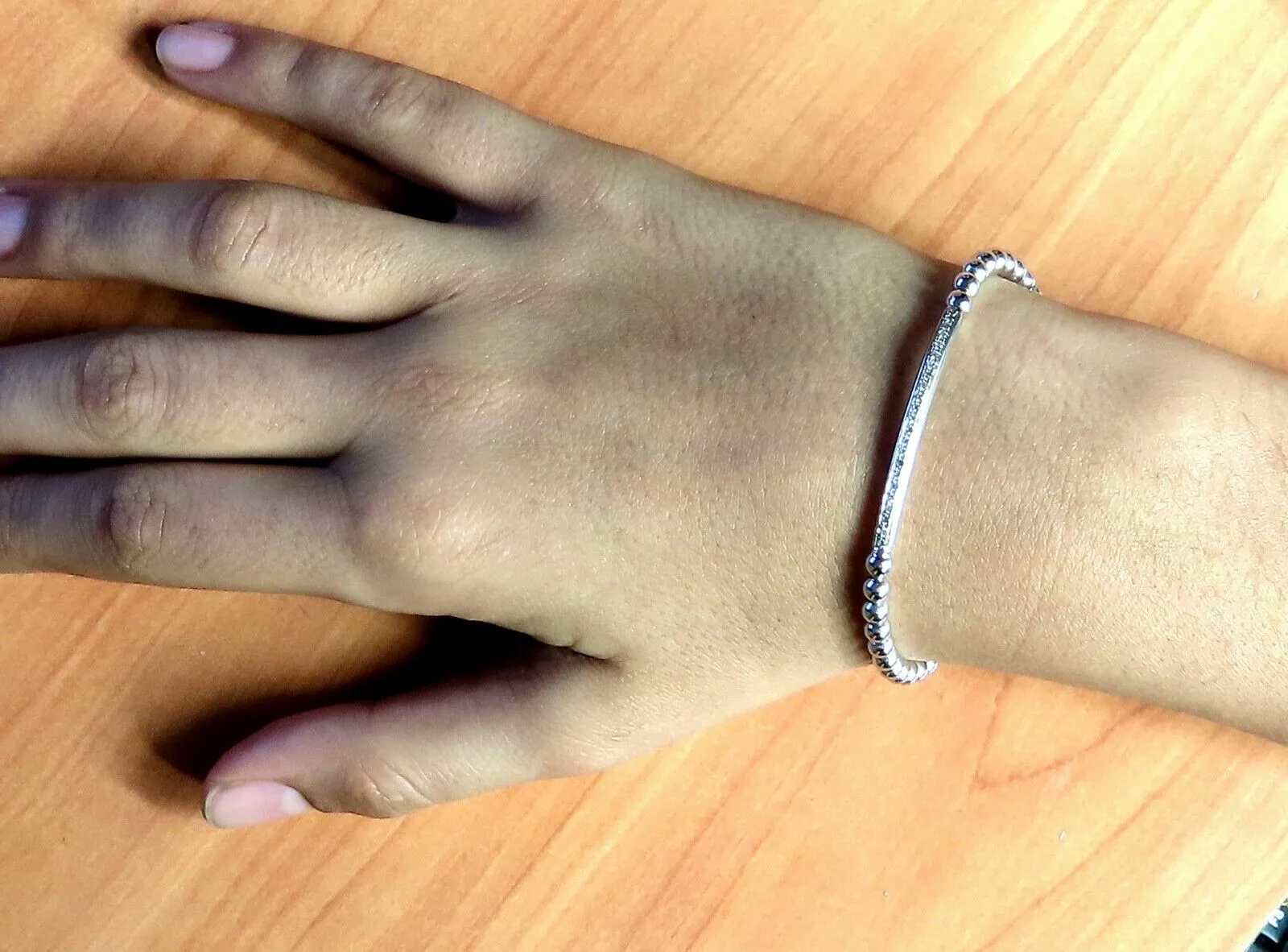 .24ct natural round Accordion Expandable Bead Link Slip On Bracelet 14 Karat