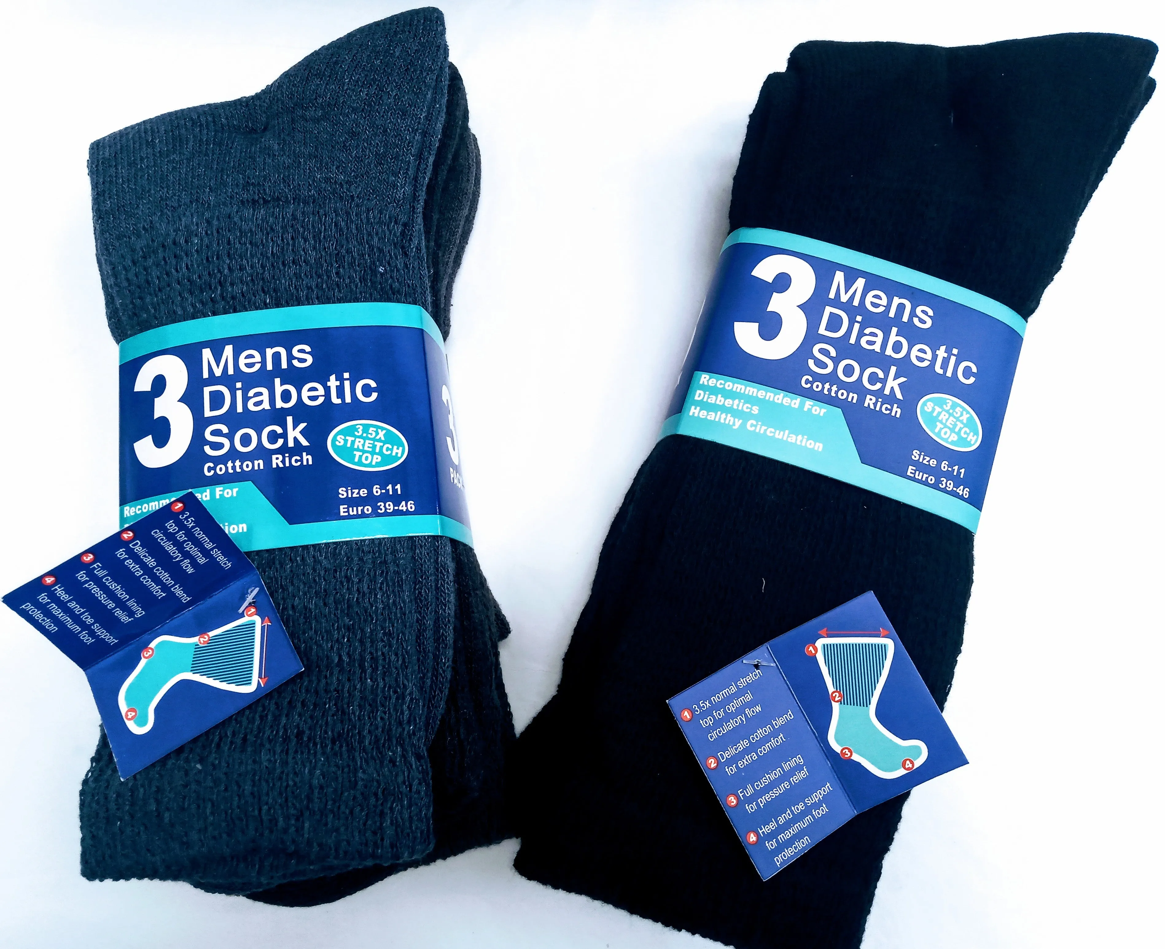 3Pck Mens Diabetic Sock