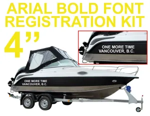 4 INCH ARIAL BOLD FONT Hull Markings (Name Of Vessel & Port of Registry) | PAIR   Extra Decal   Free Squeegee