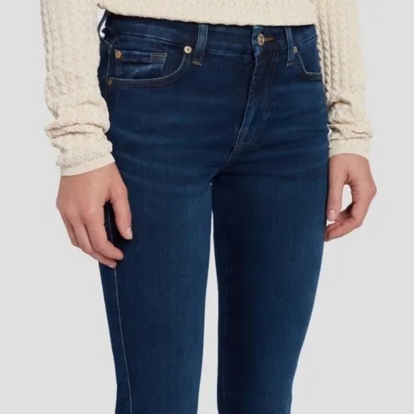 7 For all Mankind Kimmie Straight Leg Jeans Classic Skinny Dark Blue, Size 31