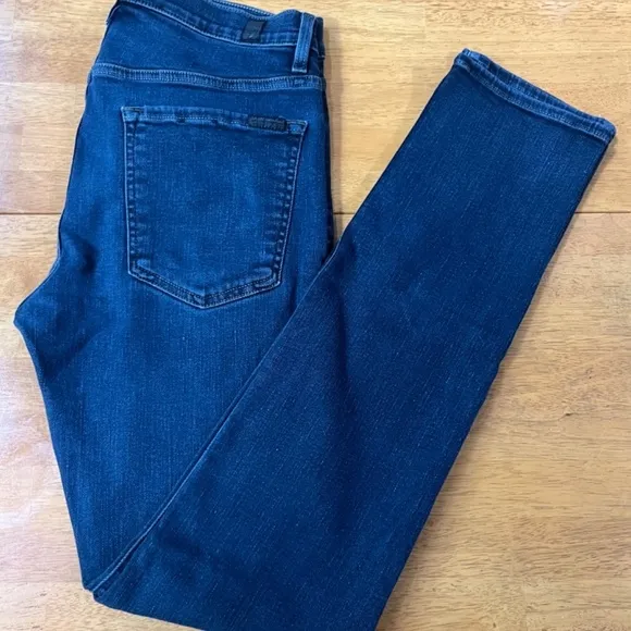 7 For all Mankind Kimmie Straight Leg Jeans Classic Skinny Dark Blue, Size 31