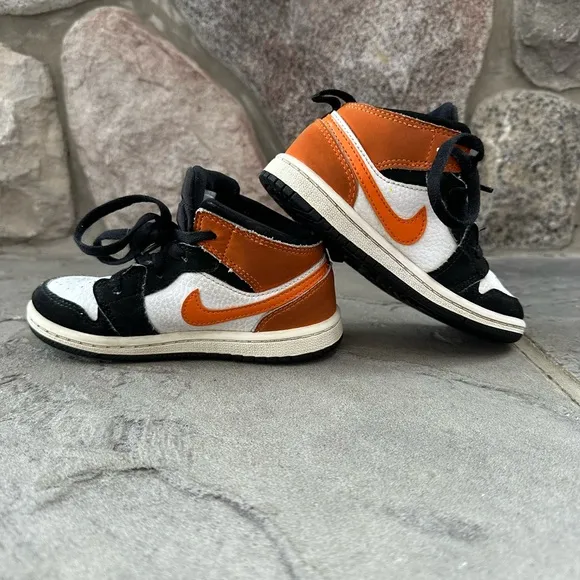 Air Jordan 1 Mid TD Shattered Backboard Starfish OrangeChicago Toddler Size 9C
