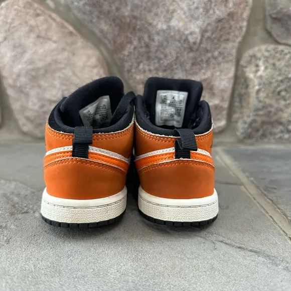 Air Jordan 1 Mid TD Shattered Backboard Starfish OrangeChicago Toddler Size 9C