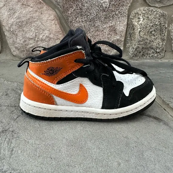 Air Jordan 1 Mid TD Shattered Backboard Starfish OrangeChicago Toddler Size 9C