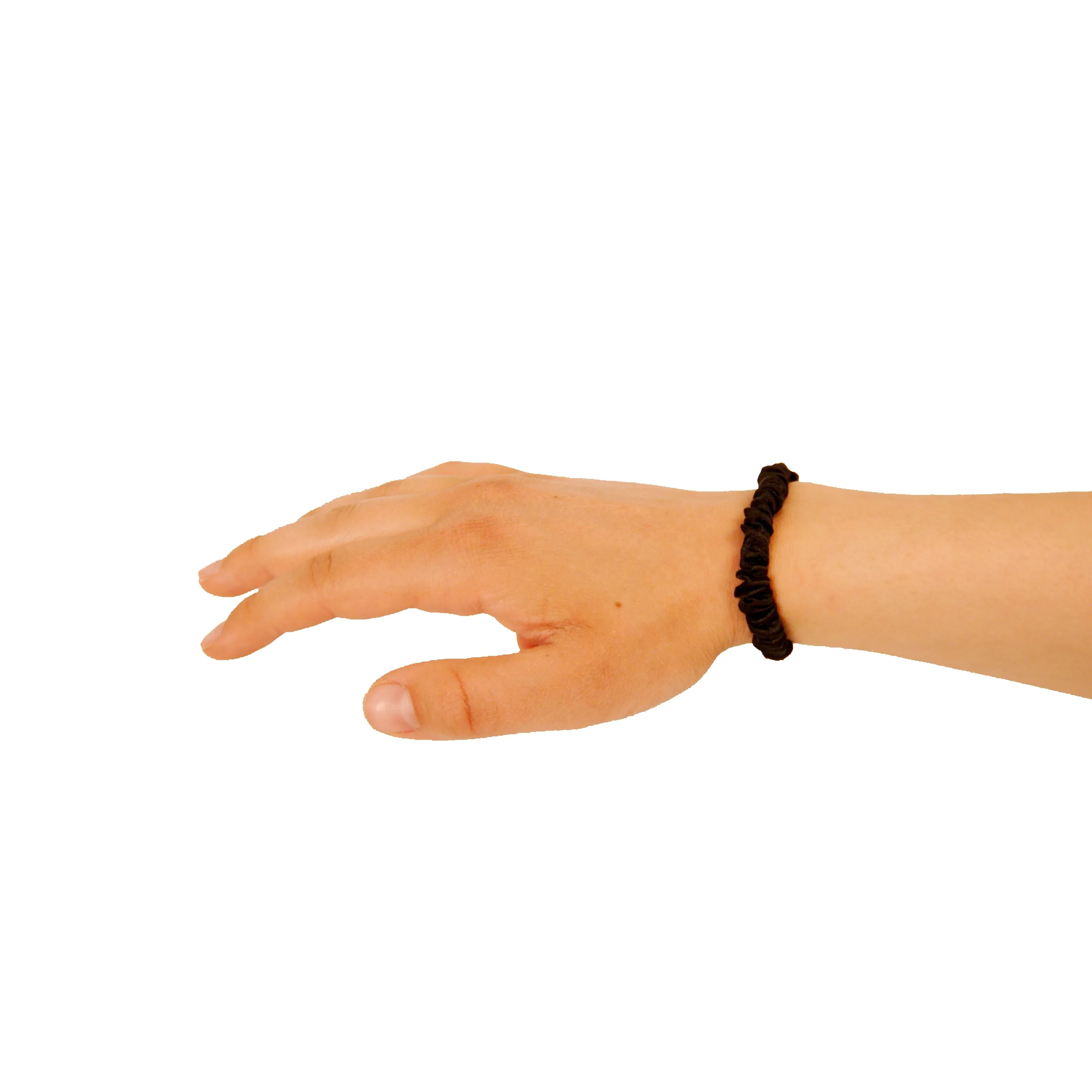 Amelia Beauty, Black Skinny Satin Scrunchies, 2in Diameter, Gentle and Strong Hold, No Snag, No Dents or Creases. 12 Pack