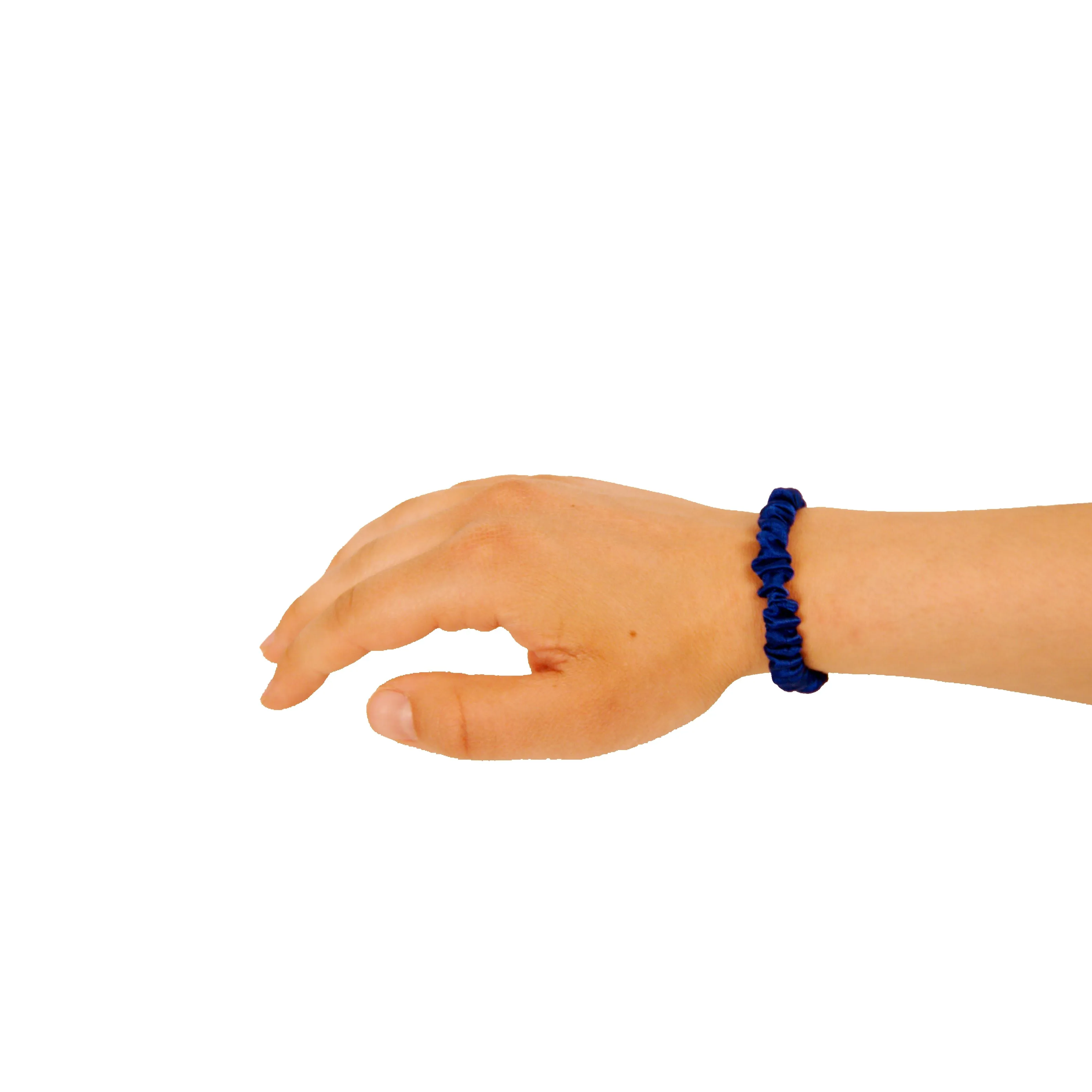 Amelia Beauty, Blue Skinny Satin Scrunchies, 2in Diameter, Gentle and Strong Hold, No Snag, No Dents or Creases. 12 Pack