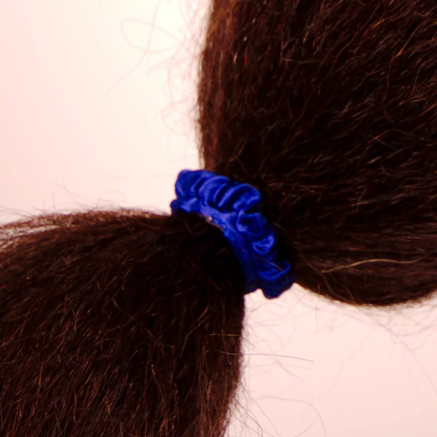 Amelia Beauty, Blue Skinny Satin Scrunchies, 2in Diameter, Gentle and Strong Hold, No Snag, No Dents or Creases. 12 Pack