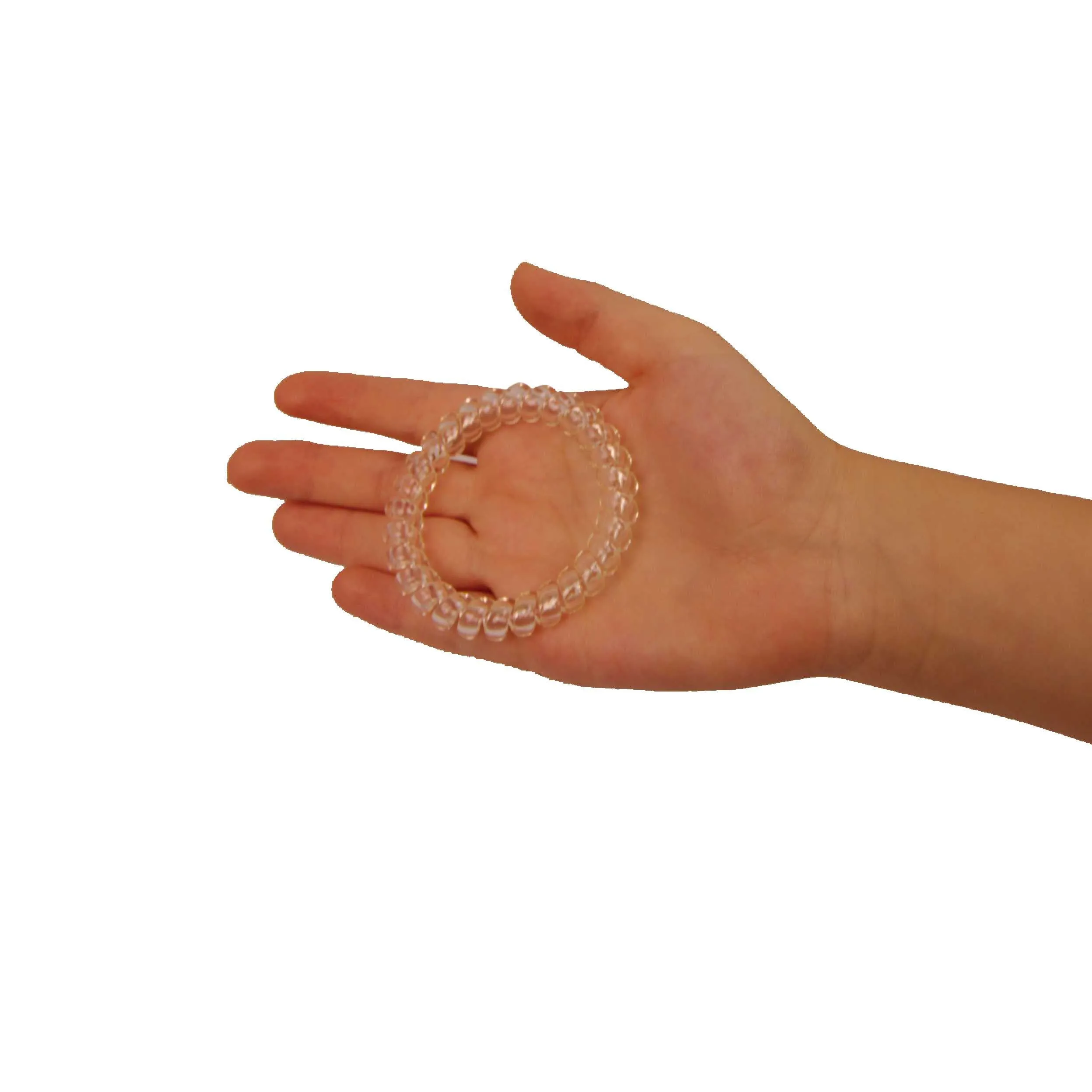 Amelia Beauty Products 8 Large Smooth Elastic Hair Coils, 2. 5in Diameter Thick Spiral Hair Ties, Gentle on Hair, Strong Hold and Minimizes Dents and Creases, Clear