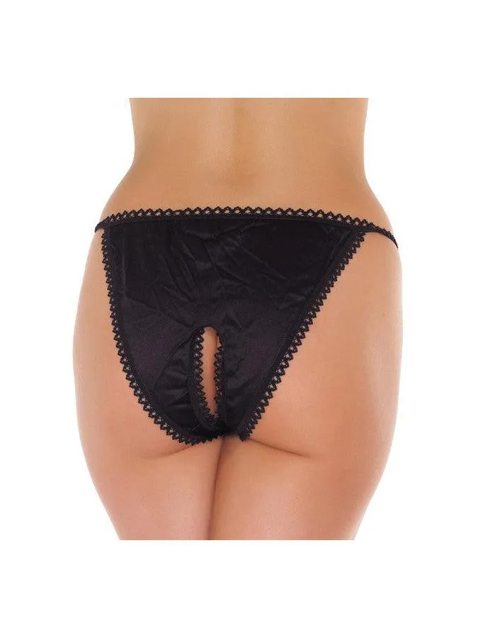 Amorable - Tanga Slip Met Open Kruis - Zwart - One Size