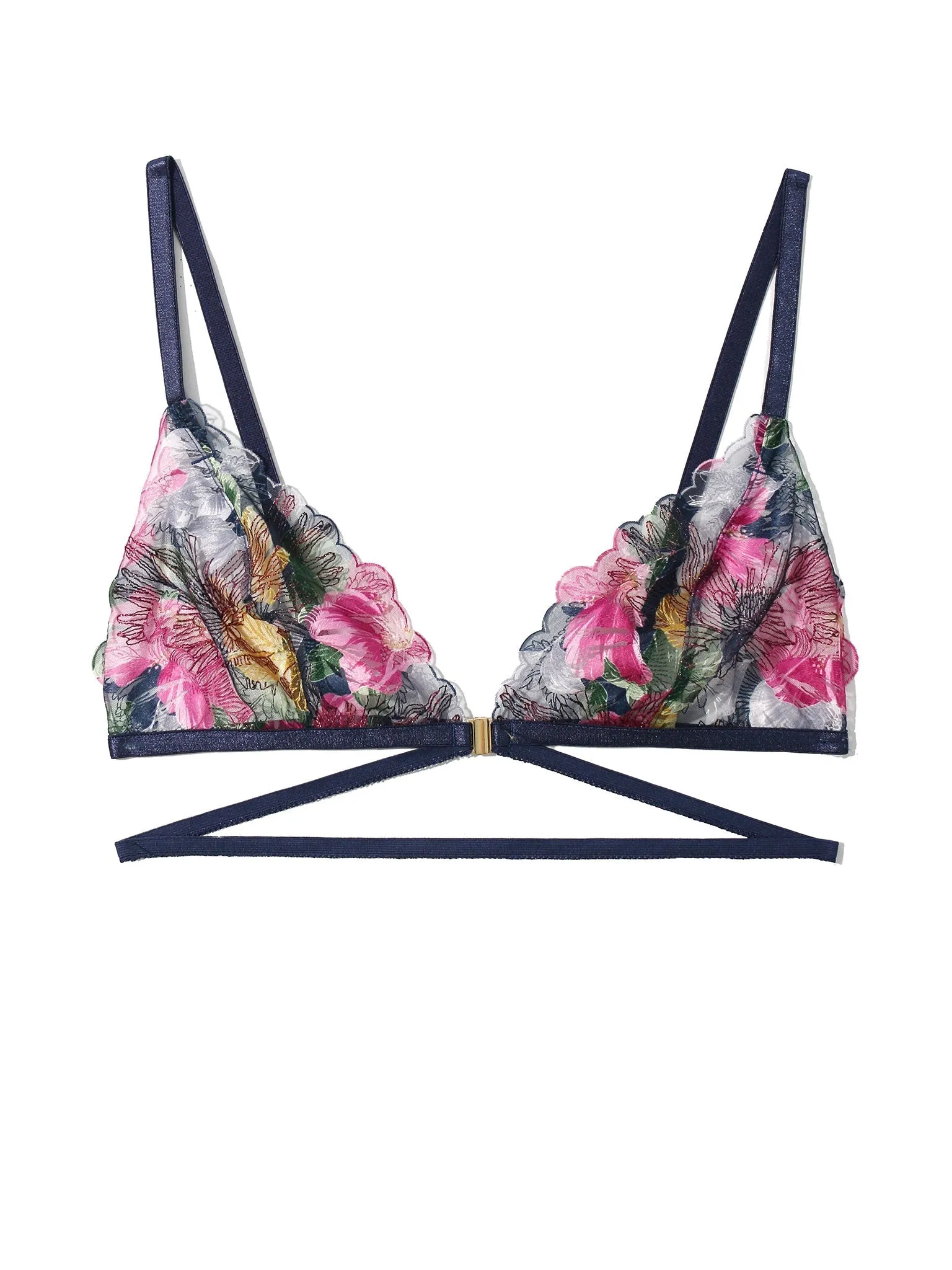 &oh Wildly Blooming Strappy Triangle Bralette Dark Sky Blue Sale