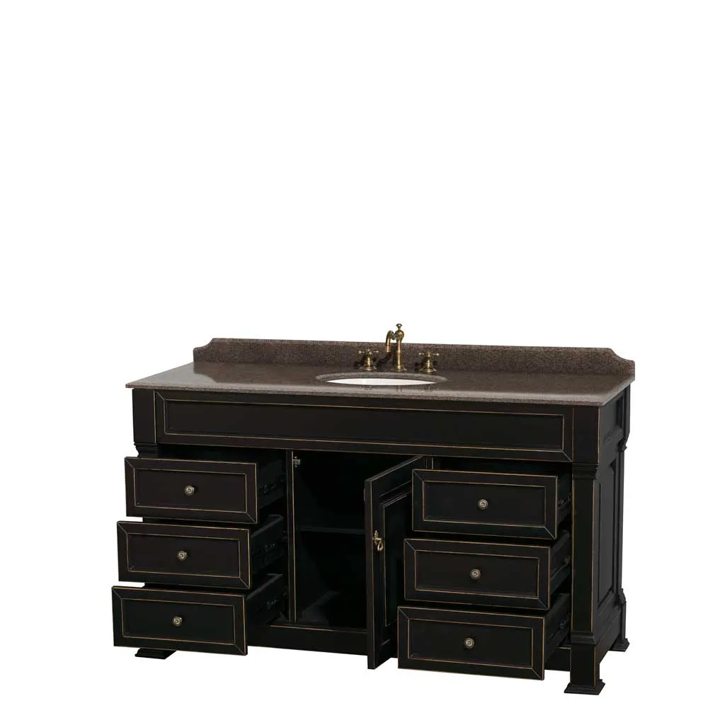 Andover 60 Inch Single Bathroom Vanity in Black