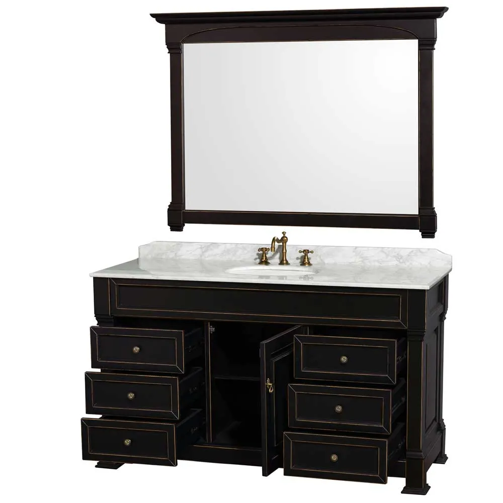 Andover 60 Inch Single Bathroom Vanity in Black