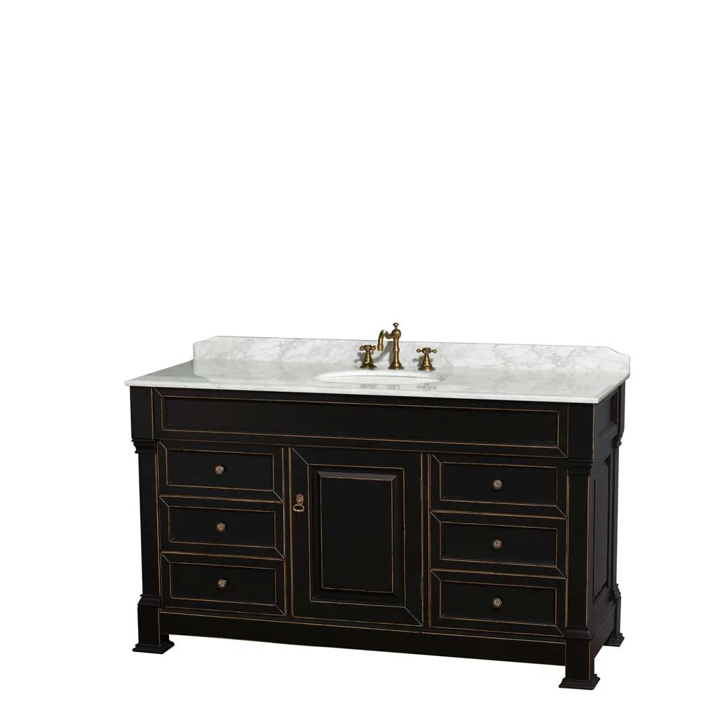 Andover 60 Inch Single Bathroom Vanity in Black