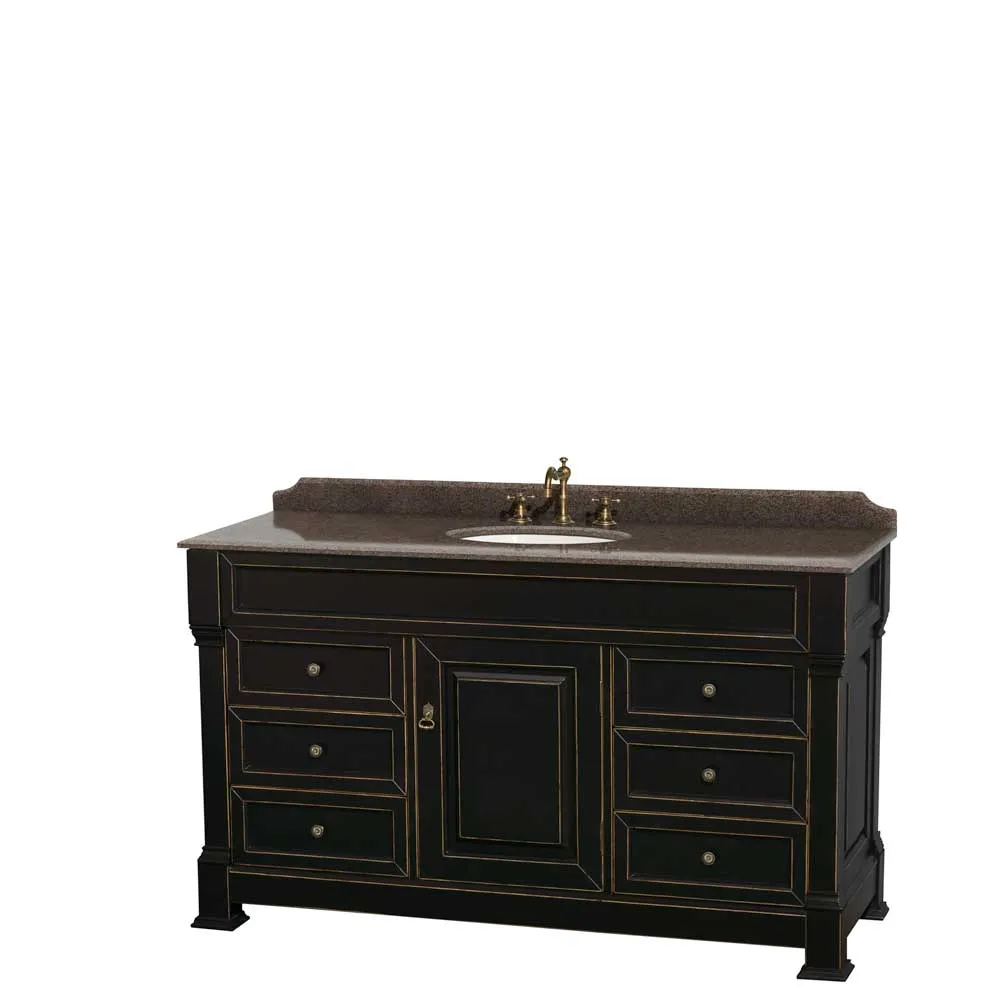 Andover 60 Inch Single Bathroom Vanity in Black