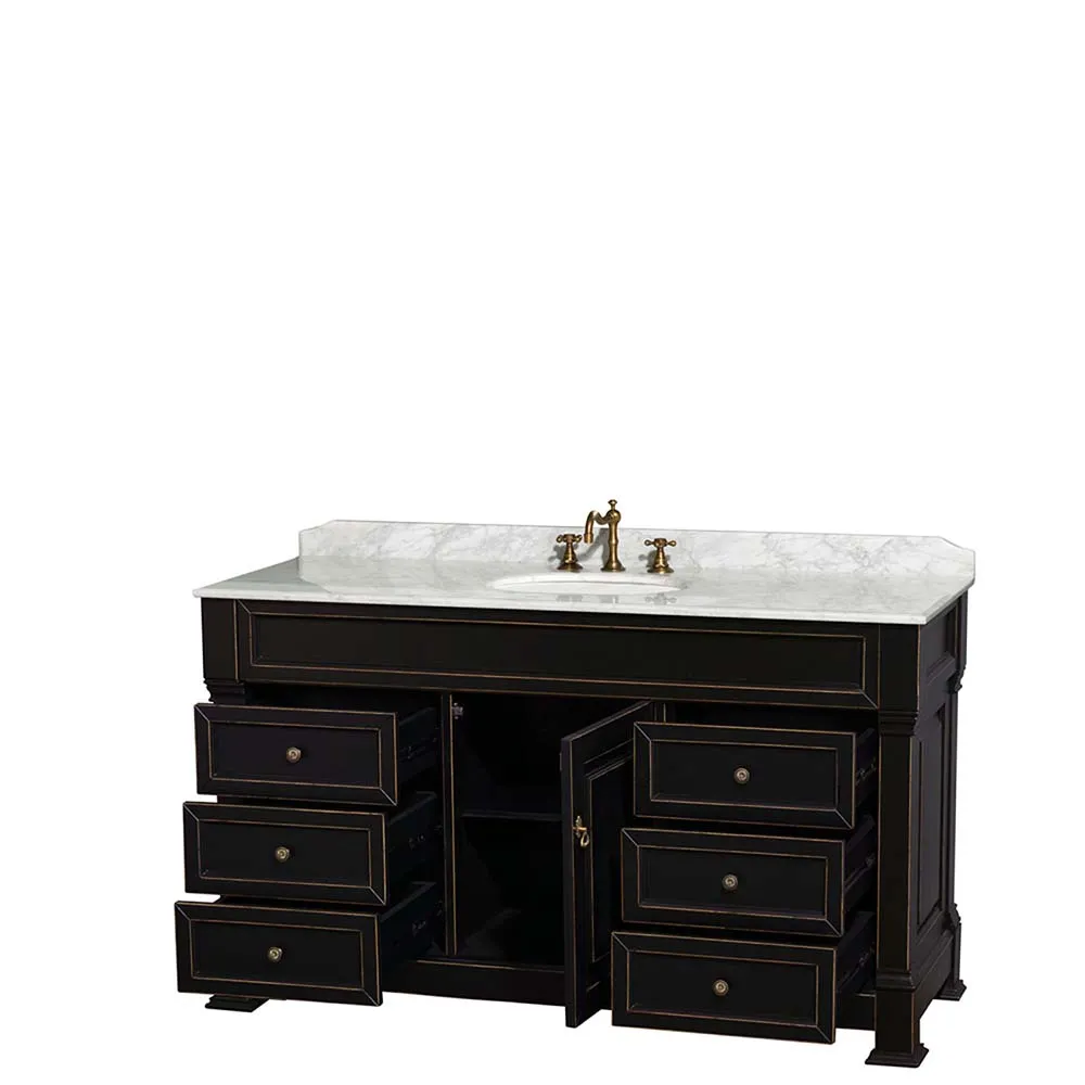 Andover 60 Inch Single Bathroom Vanity in Black