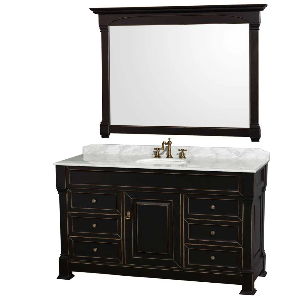 Andover 60 Inch Single Bathroom Vanity in Black