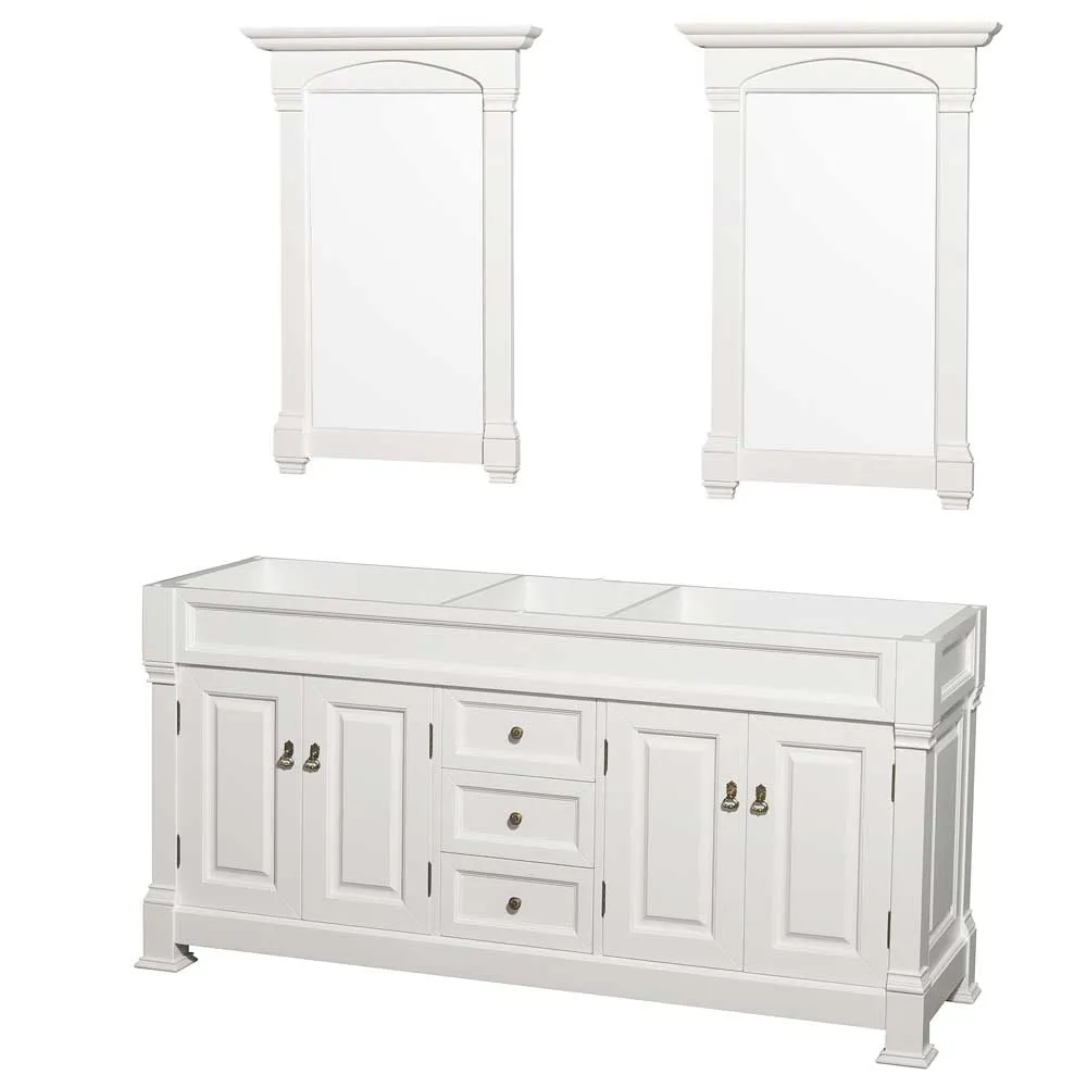 Andover 72 Inch Double Bathroom Vanity in White
