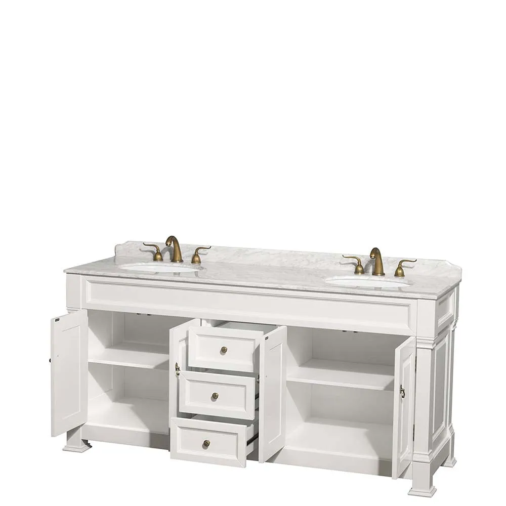 Andover 72 Inch Double Bathroom Vanity in White