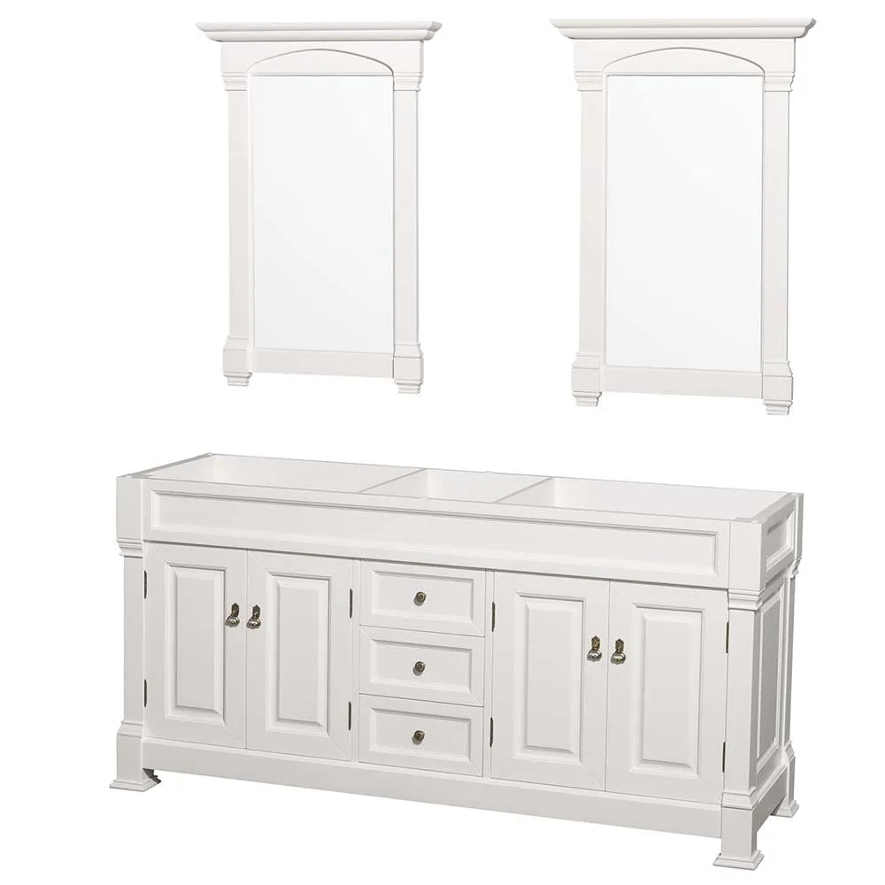 Andover 72 Inch Double Bathroom Vanity in White