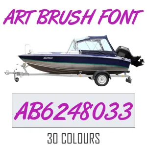 ART BRUSH FONT Boat Numbers | Pair   Extra Decal   Free Squeegee