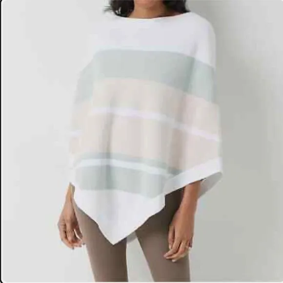 Barefoot Dreams | CozyChic Ultra Lite Ocean Breeze Poncho-Pink Multi Stripe -NWT